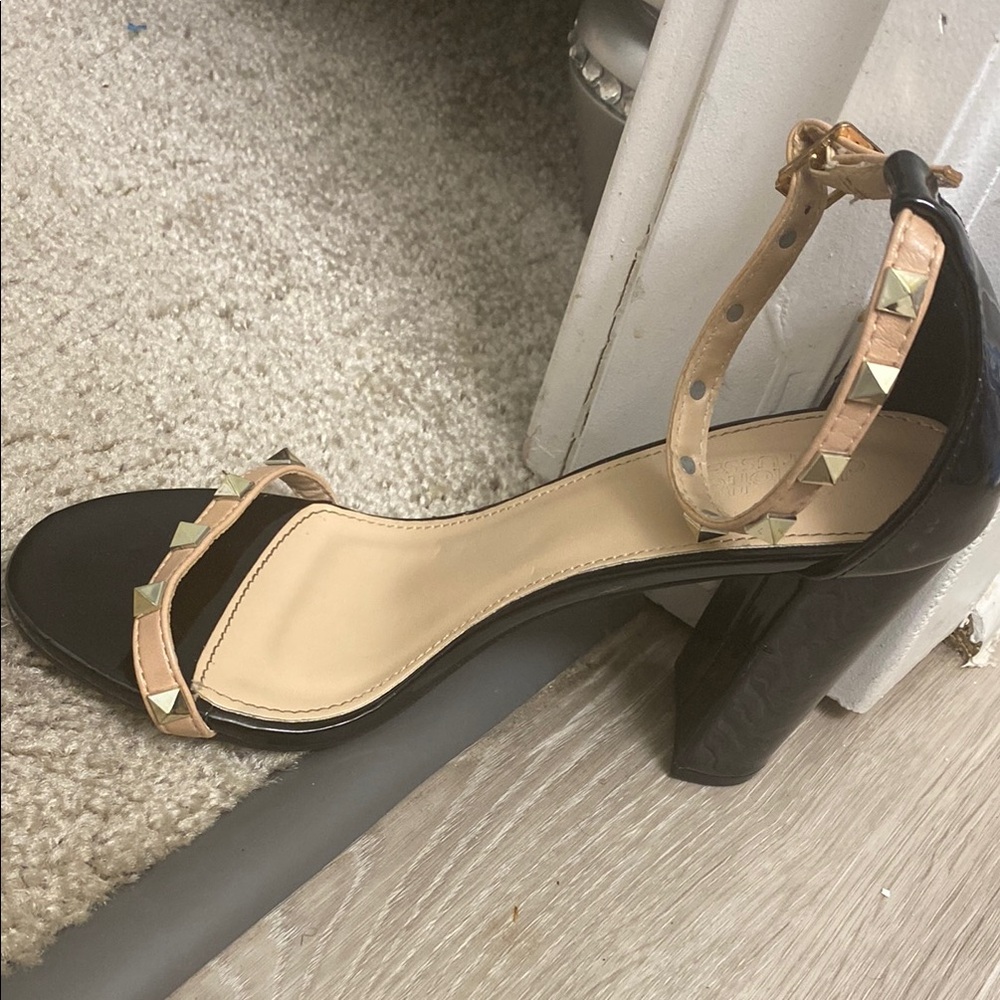 Studded Black and Tan Women's Heels